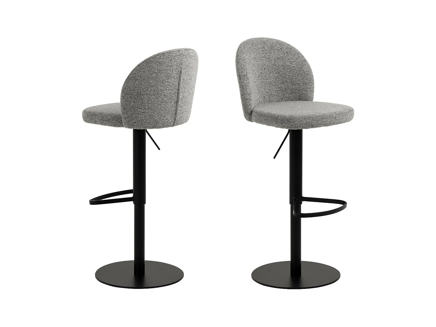 Tabourets de bar tissu gris clair piétement métal noir (lot de 2) - PATIA