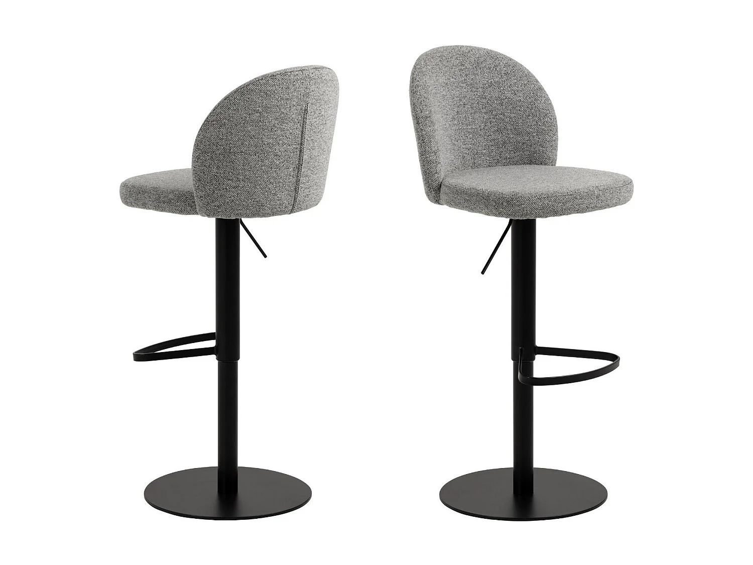 Tabourets de bar tissu gris clair piétement métal noir (lot de 2) - PATIA