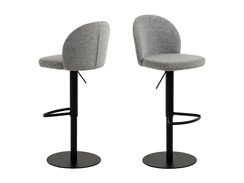 Tabourets de bar tissu gris clair piétement métal noir (lot de 2) - PATIA