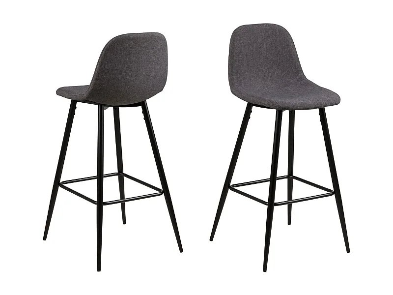 Tabourets de bar en tissu piétement métal noir (lot de 2) - WILLY