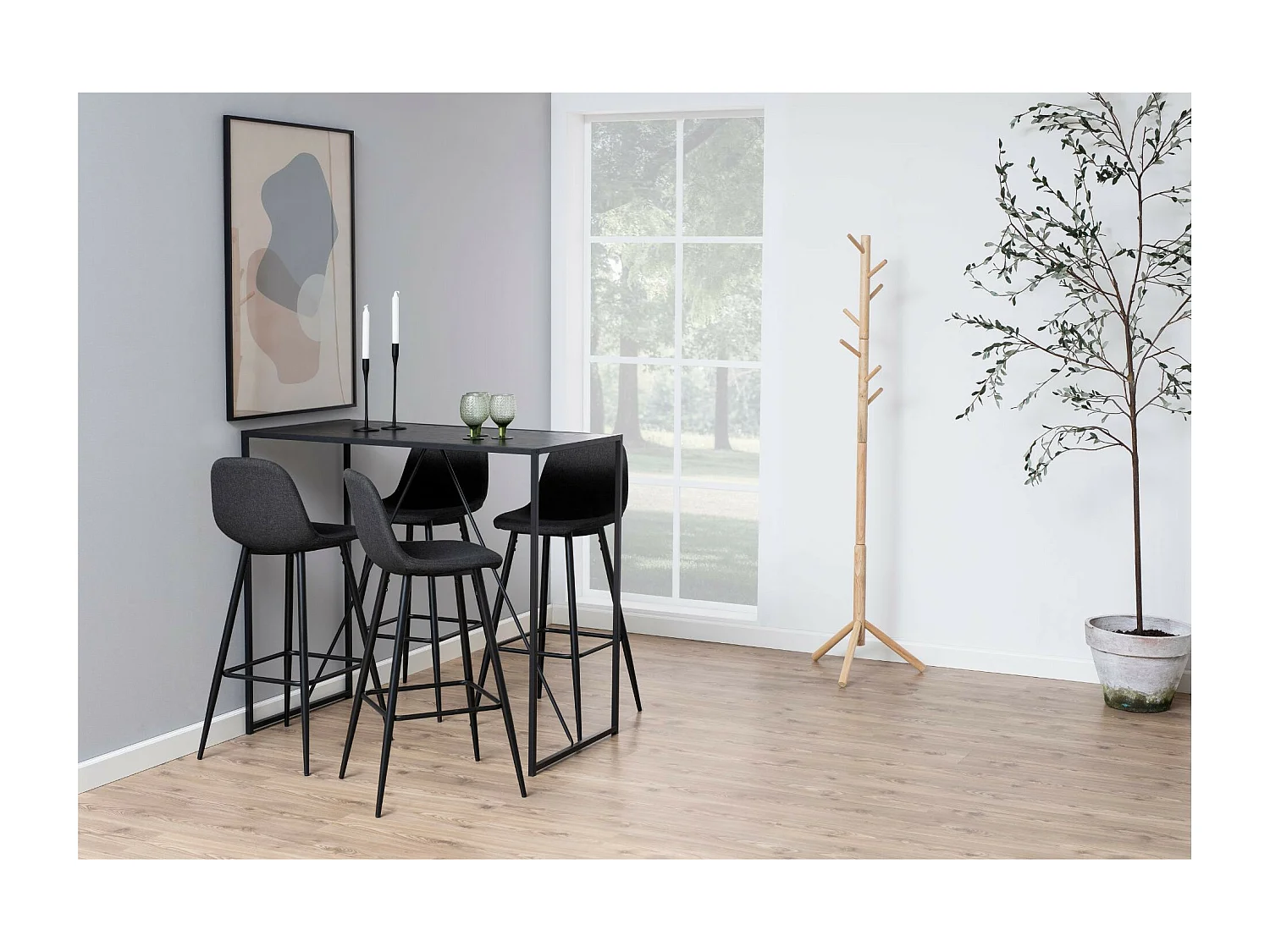 Tabourets de bar en tissu piétement métal noir (lot de 2) - WILLY