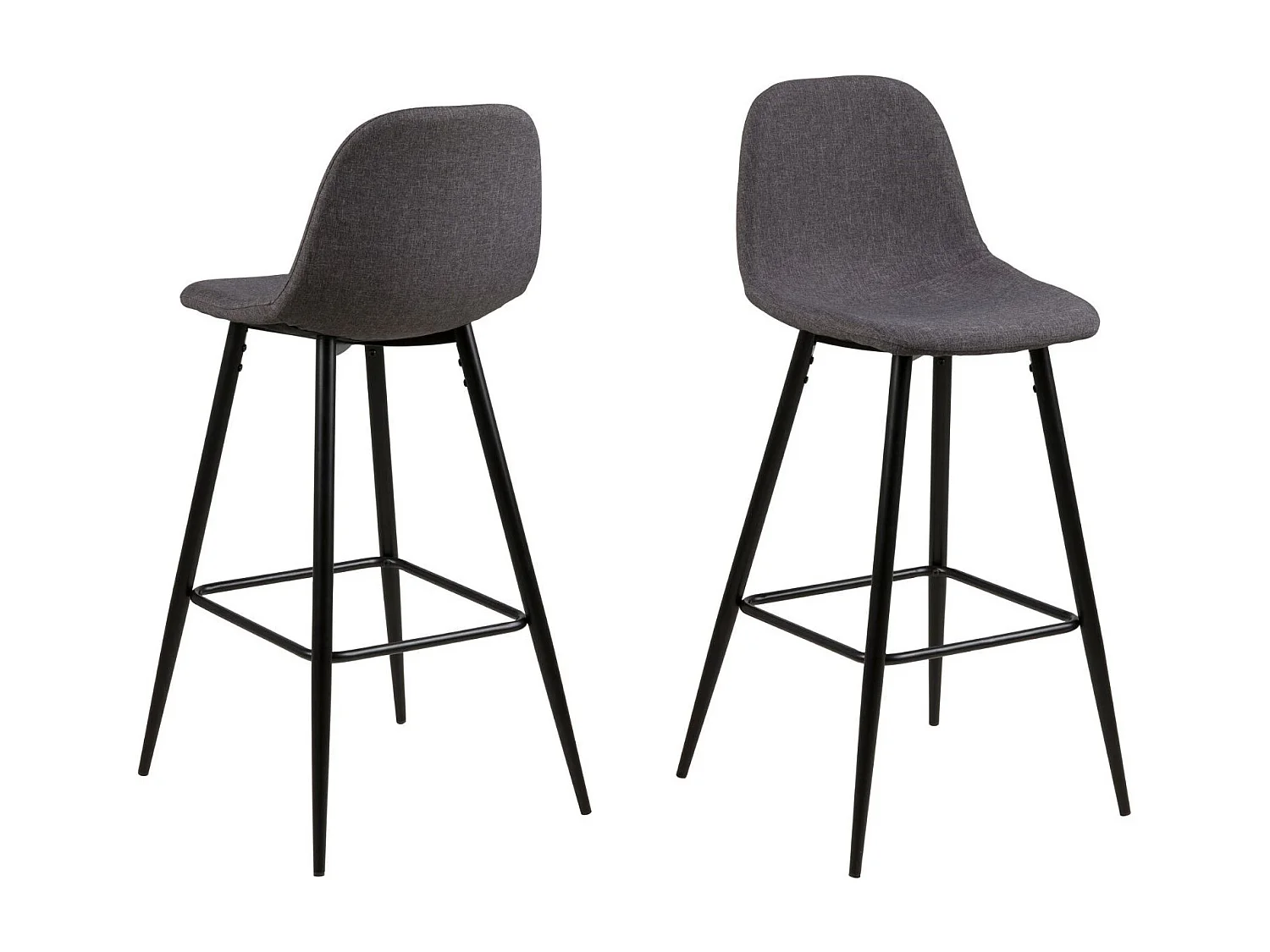 Tabourets de bar en tissu piétement métal noir (lot de 2) - WILLY