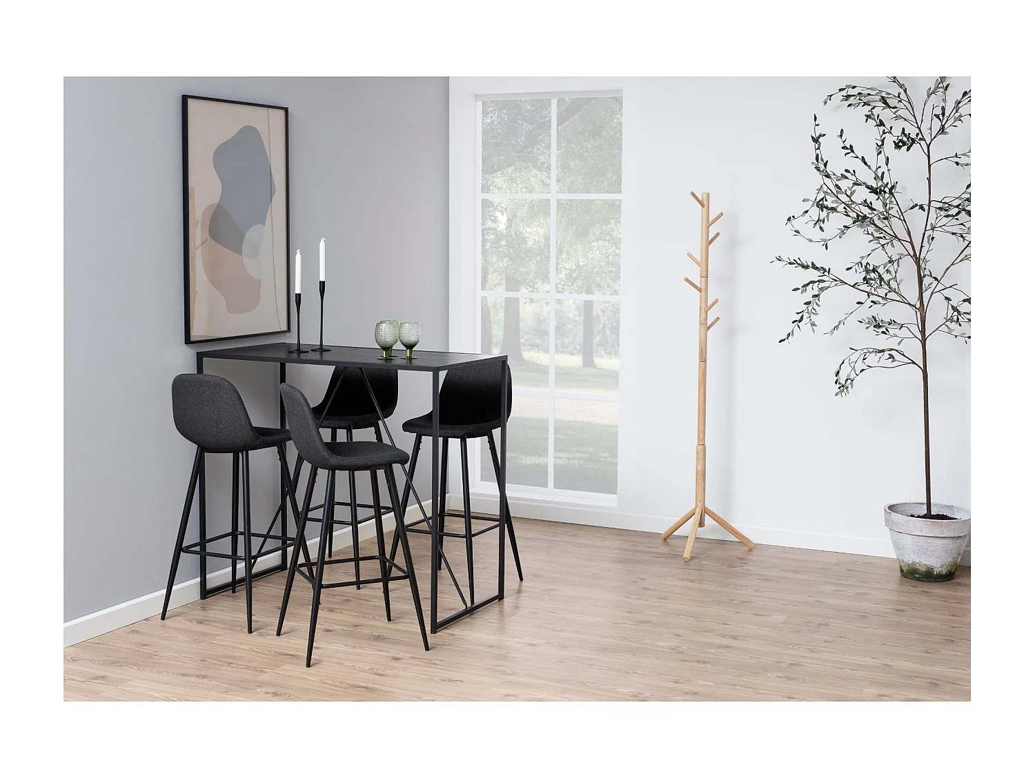 Tabourets de bar en tissu piétement métal noir (lot de 2) - WILLY