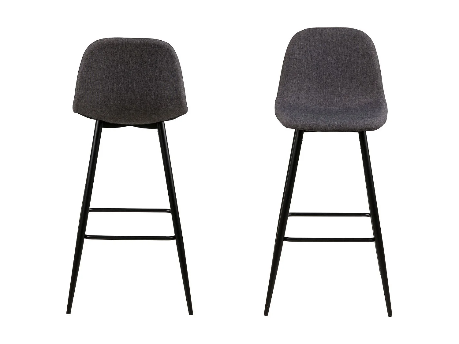 Tabourets de bar en tissu piétement métal noir (lot de 2) - WILLY