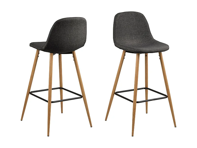 Tabourets de bar en tissu piétement en bois (lot de 2) - WILLIAM