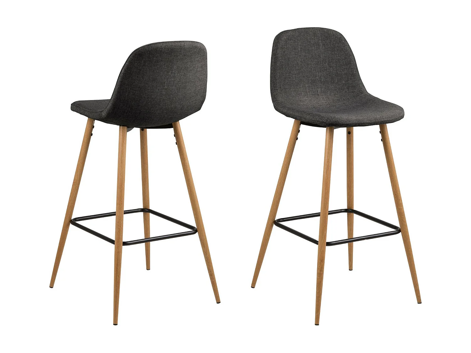 Tabourets de bar en tissu piétement en bois (lot de 2) - WILLIAM