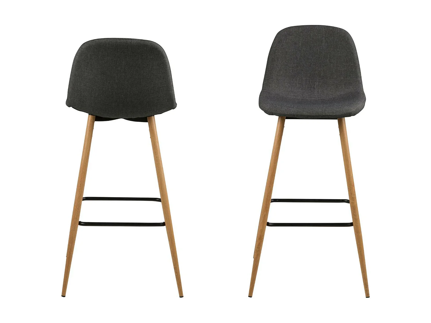 Tabourets de bar en tissu piétement en bois (lot de 2) - WILLIAM