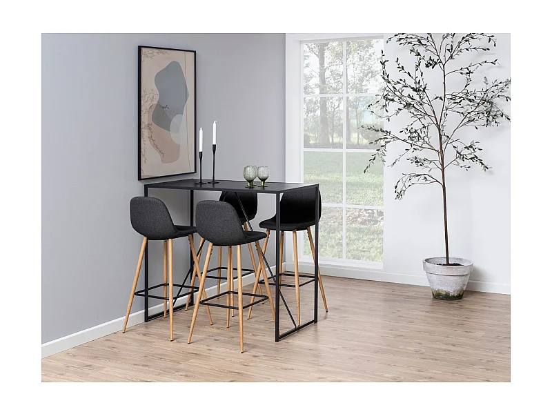 Tabourets de bar en tissu piétement en bois (lot de 2) - WILLIAM