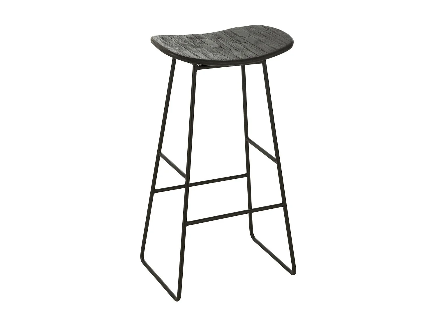 Tabourets de bar en teck recyclé brossé et en métal (lot de 2) - DILI