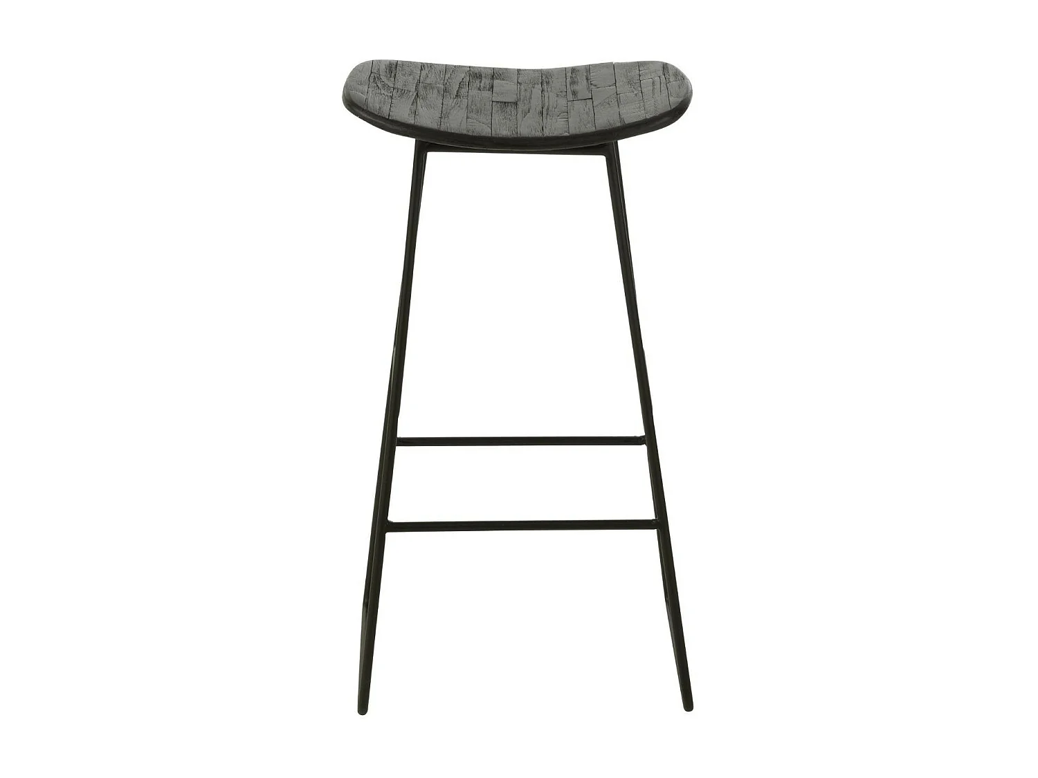 Tabourets de bar en teck recyclé brossé et en métal (lot de 2) - DILI