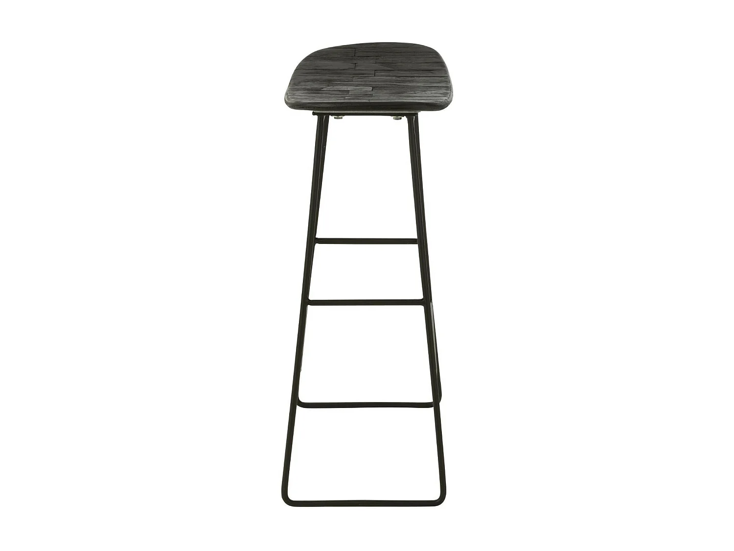 Tabourets de bar en teck recyclé brossé et en métal (lot de 2) - DILI