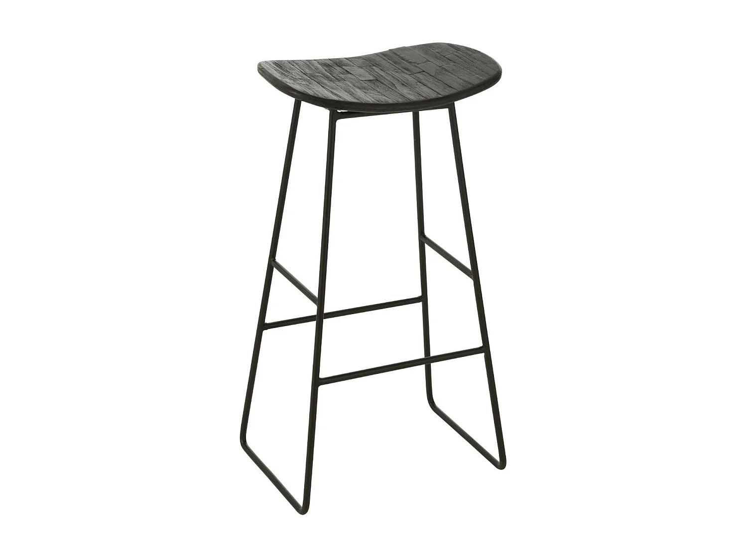 Tabourets de bar en teck recyclé brossé et en métal (lot de 2) - DILI