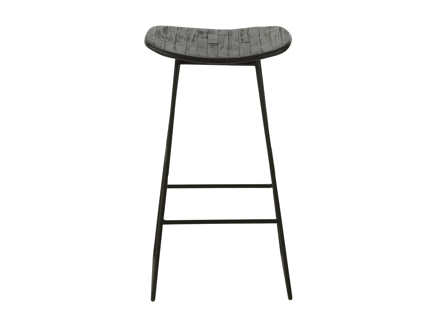 Tabourets de bar en teck recyclé brossé et en métal (lot de 2) - DILI