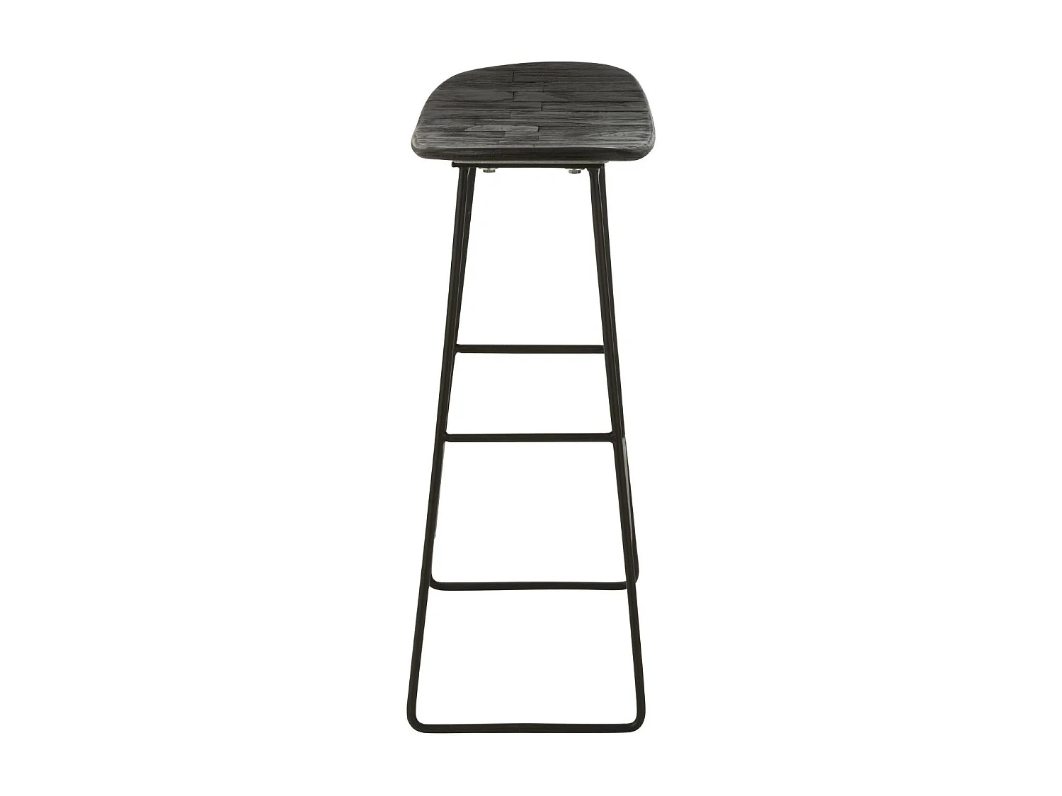Tabourets de bar en teck recyclé brossé et en métal (lot de 2) - DILI