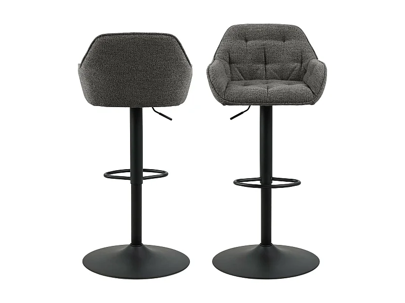 Tabourets de bar en tissu pied tulipe métal noir (lot de 2) - BROOK