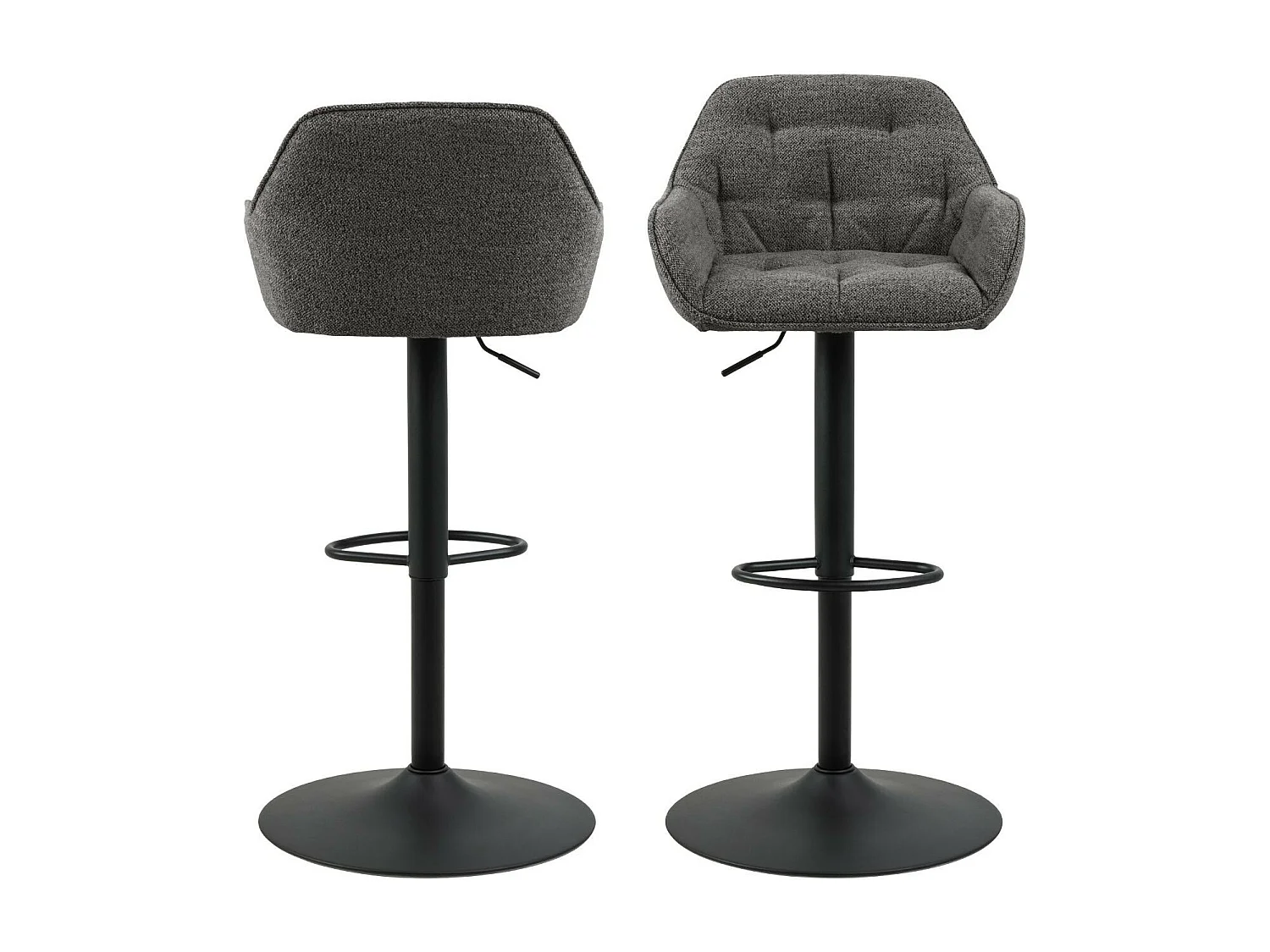 Tabourets de bar en tissu pied tulipe métal noir (lot de 2) - BROOK