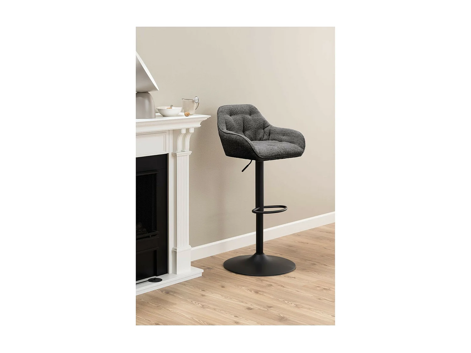 Tabourets de bar en tissu pied tulipe métal noir (lot de 2) - BROOK