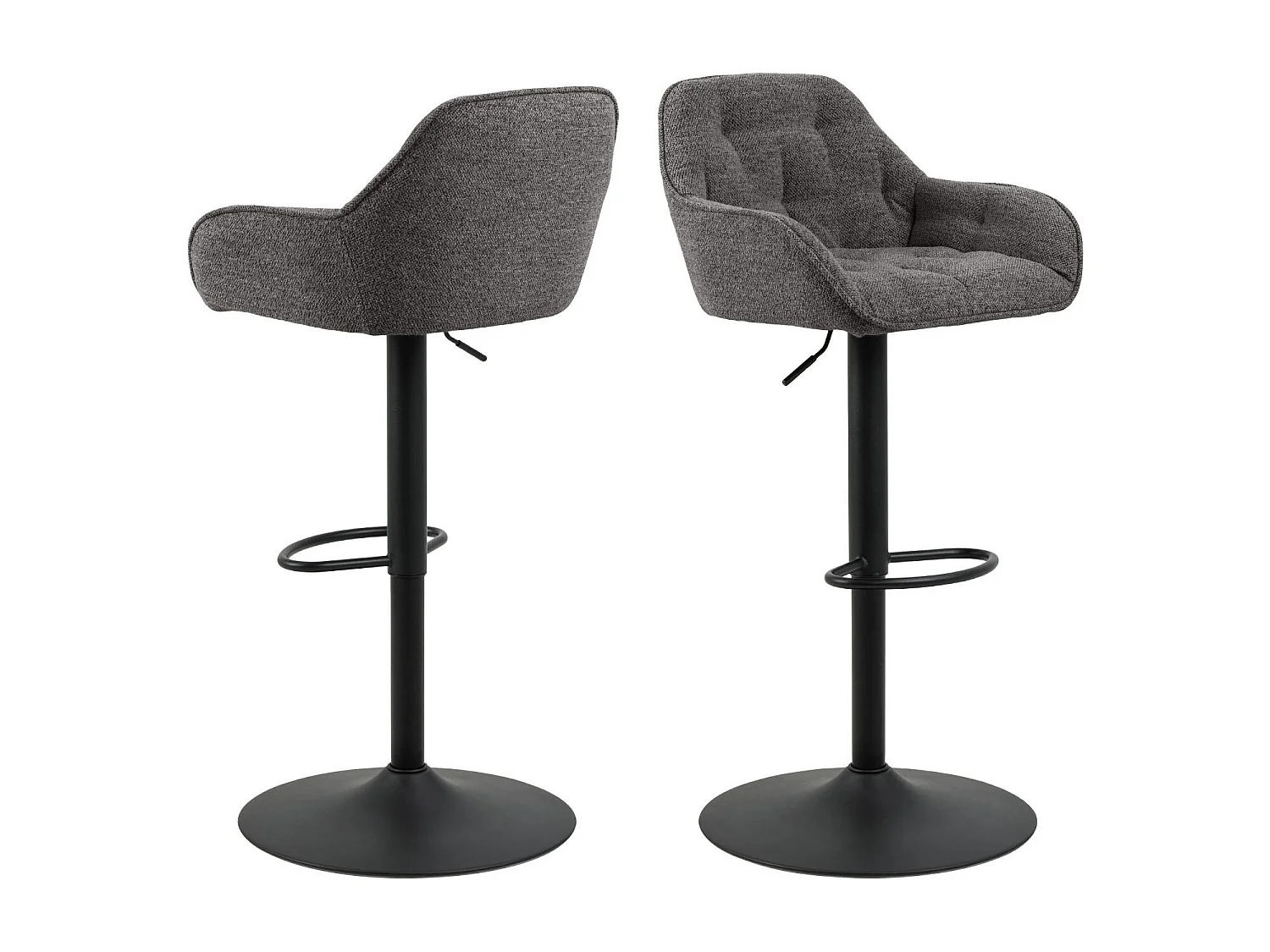 Tabourets de bar en tissu pied tulipe métal noir (lot de 2) - BROOK