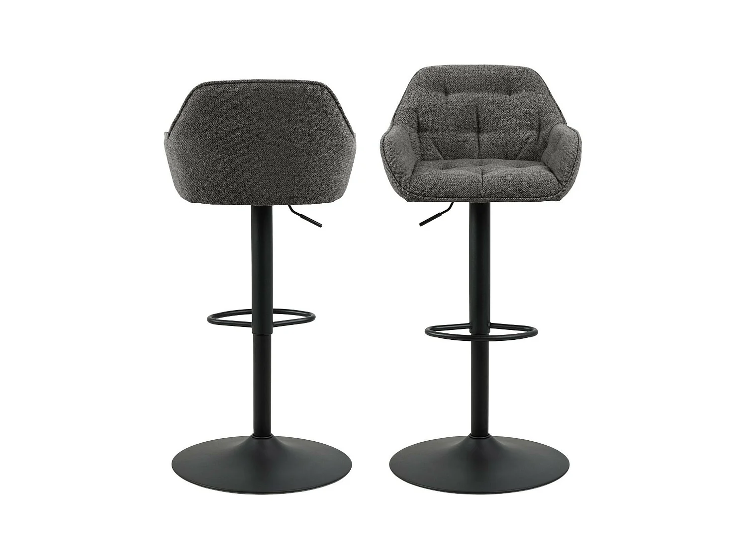 Tabourets de bar en tissu pied tulipe métal noir (lot de 2) - BROOK