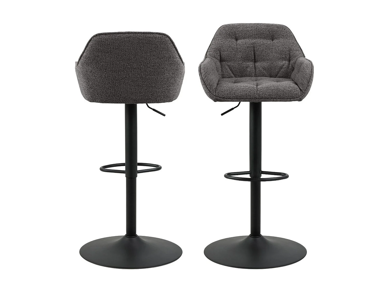 Tabourets de bar en tissu pied tulipe métal noir (lot de 2) - BROOK