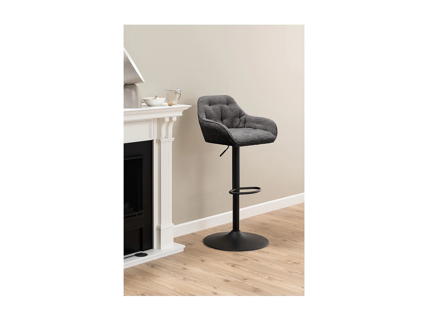 Tabourets de bar en tissu pied tulipe métal noir (lot de 2) - BROOK