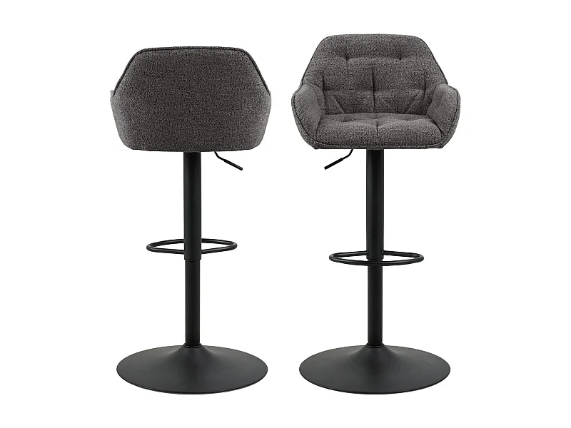 Tabourets de bar en tissu pied tulipe métal noir (lot de 2) - BROOK