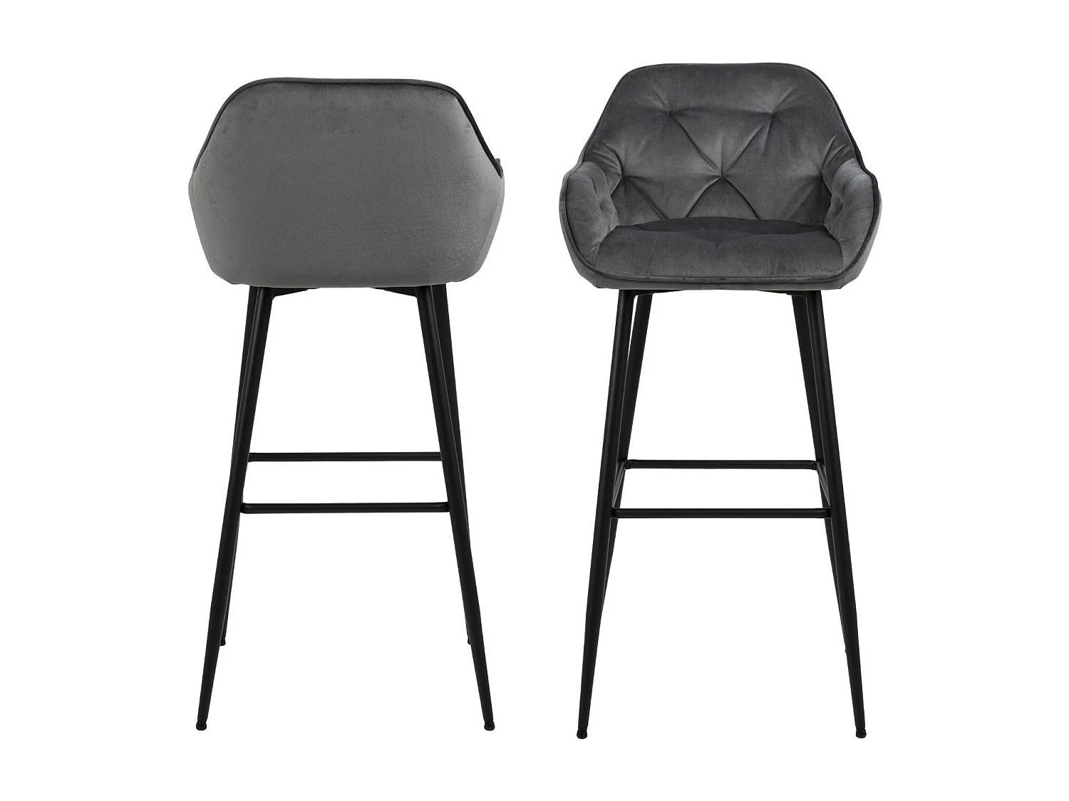 Tabouret haut avec accoudoirs en velours et métal (lot de 2) - TERI