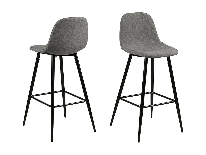 Tabourets de bar en tissu piétement métal noir (lot de 2) - WILLY