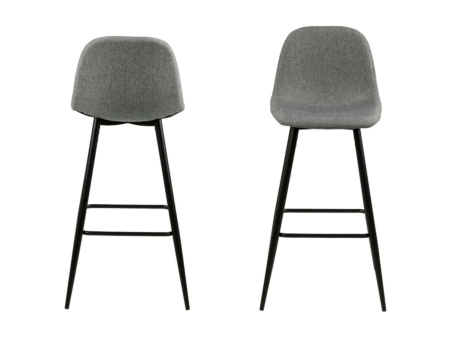 Tabourets de bar en tissu piétement métal noir (lot de 2) - WILLY