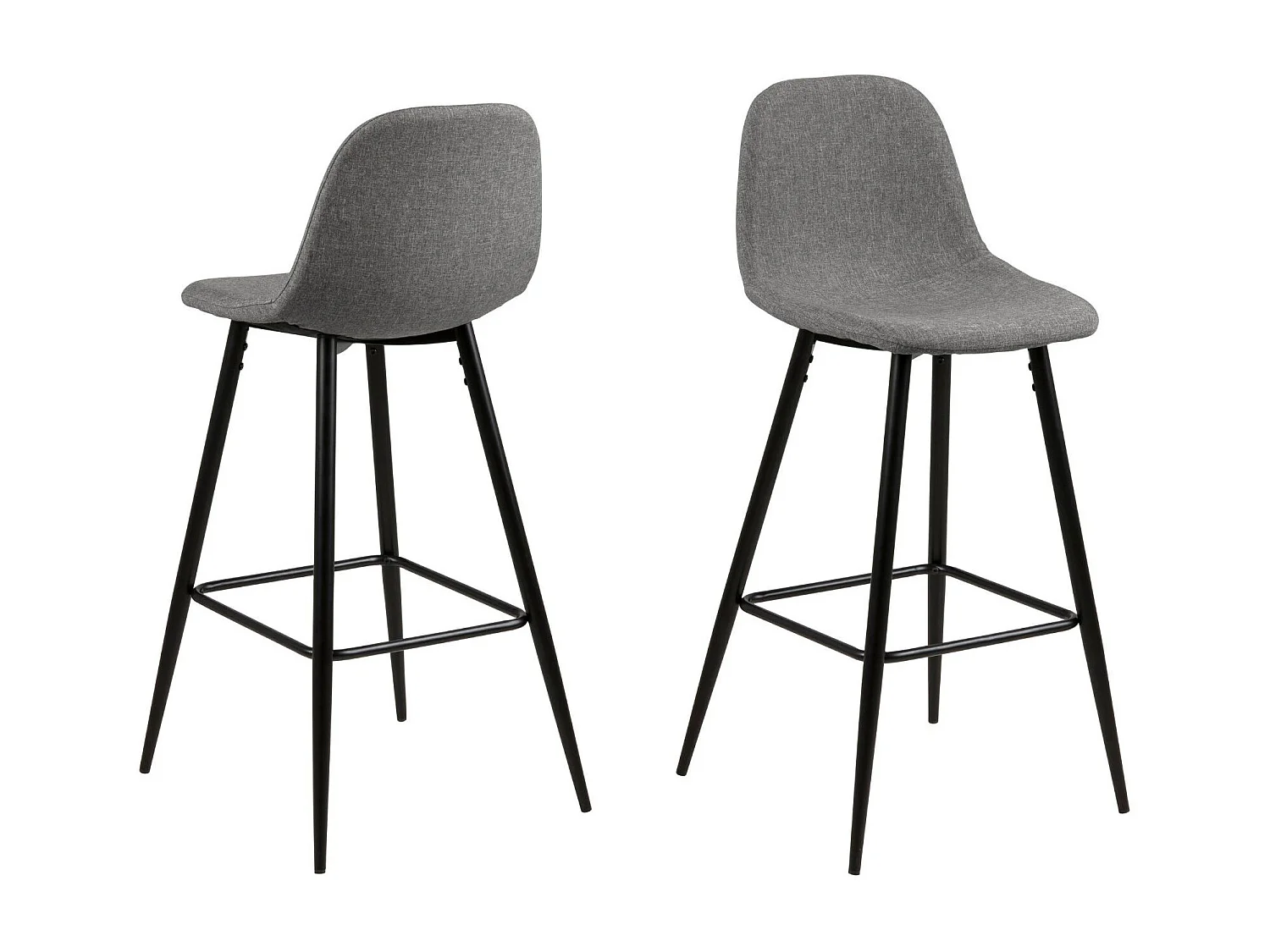 Tabourets de bar en tissu piétement métal noir (lot de 2) - WILLY