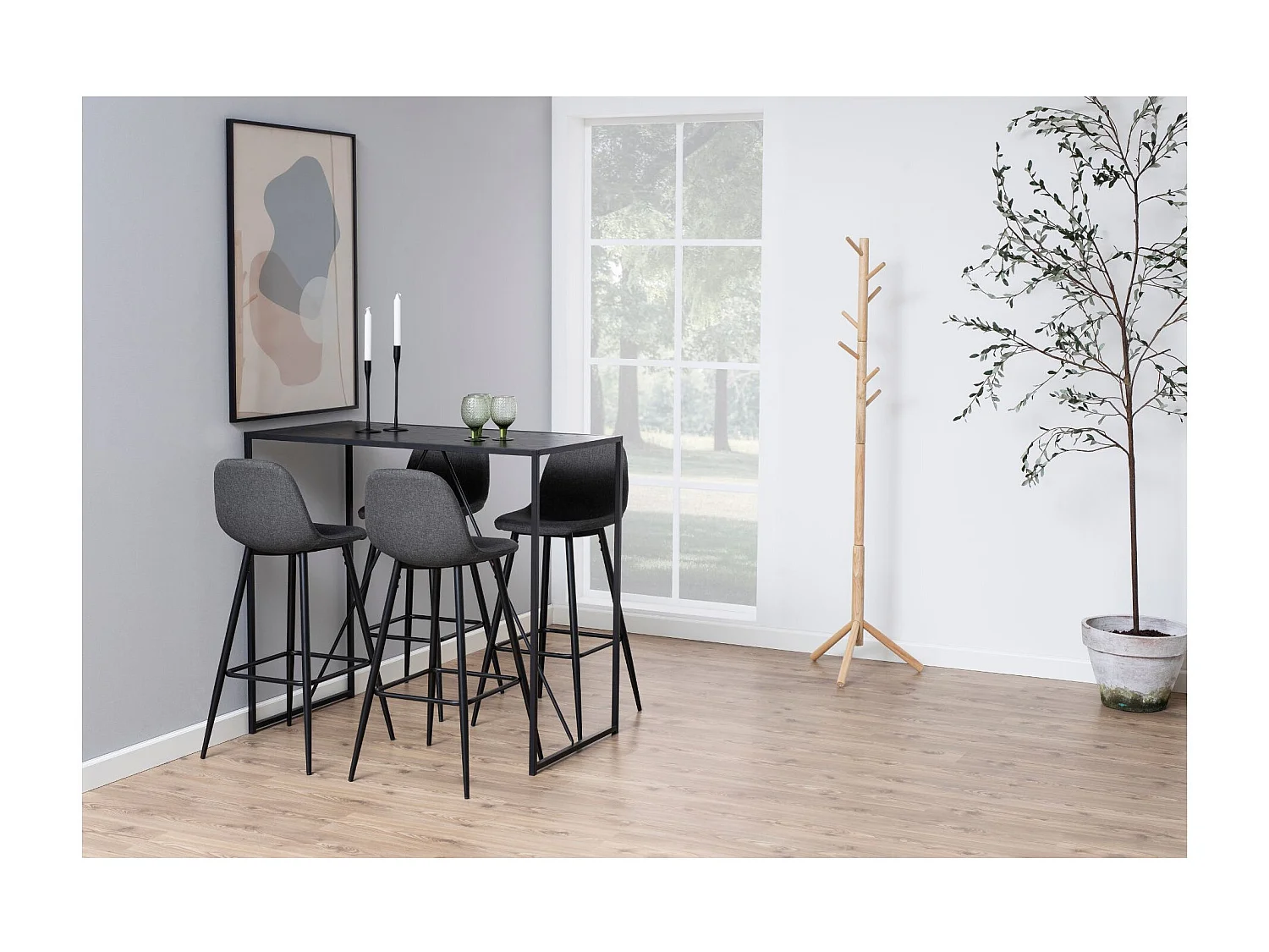 Tabourets de bar en tissu piétement métal noir (lot de 2) - WILLY