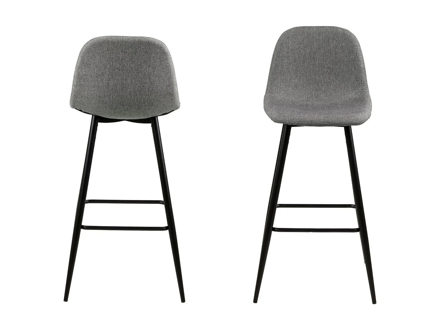 Tabourets de bar en tissu piétement métal noir (lot de 2) - WILLY