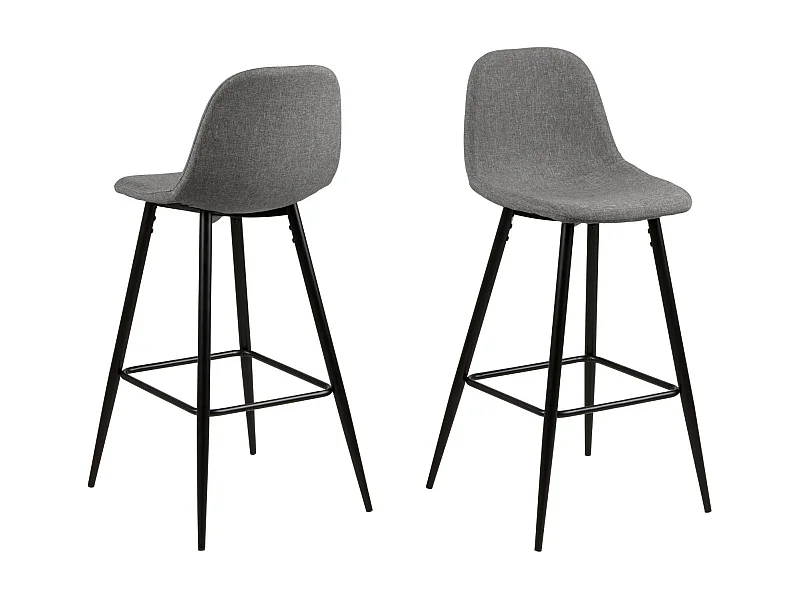 Tabourets de bar en tissu piétement métal noir (lot de 2) - WILLY