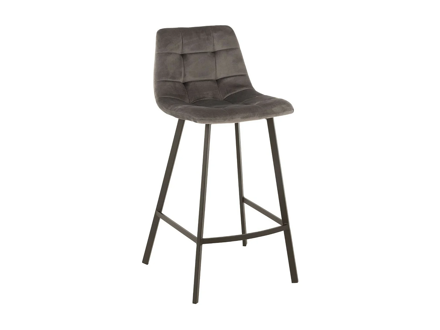 Chaises de bar en velours peau de pêche et métal (lot de 2) - OLIVIA