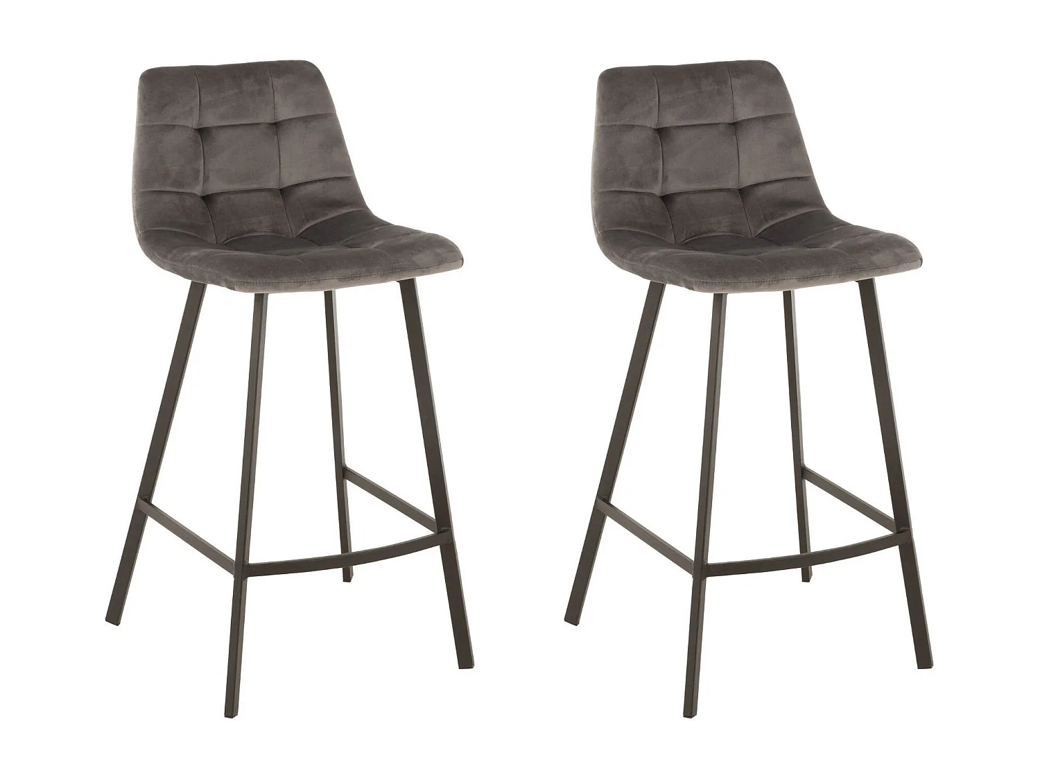 Chaises de bar en velours peau de pêche et métal (lot de 2) - OLIVIA