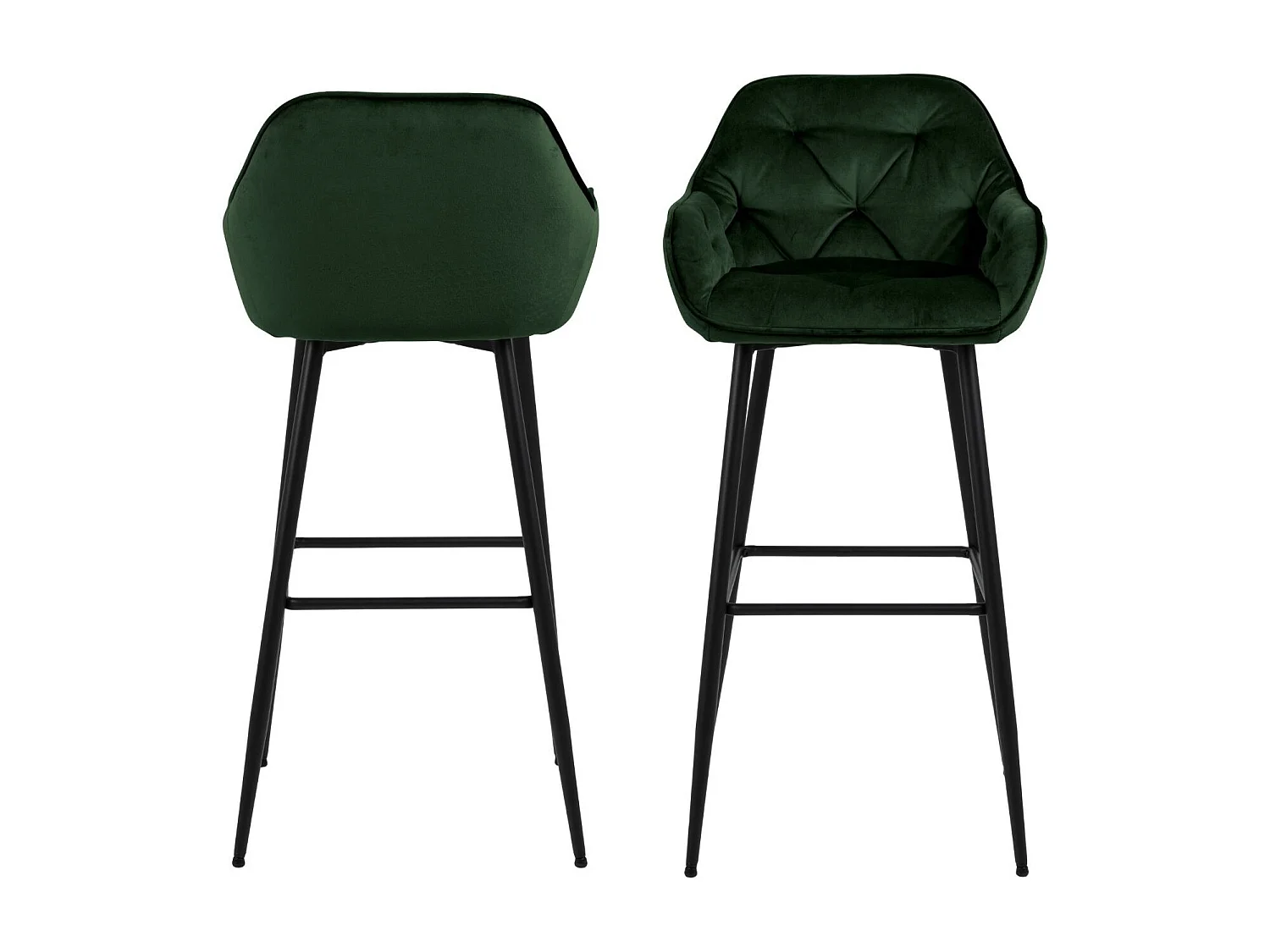 Tabouret haut avec accoudoirs en velours et métal (lot de 2) - TERI