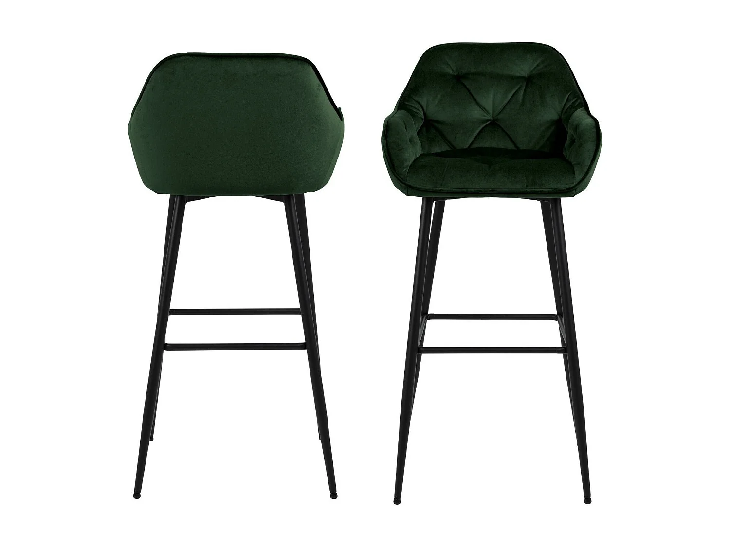 Tabouret haut avec accoudoirs en velours et métal (lot de 2) - TERI