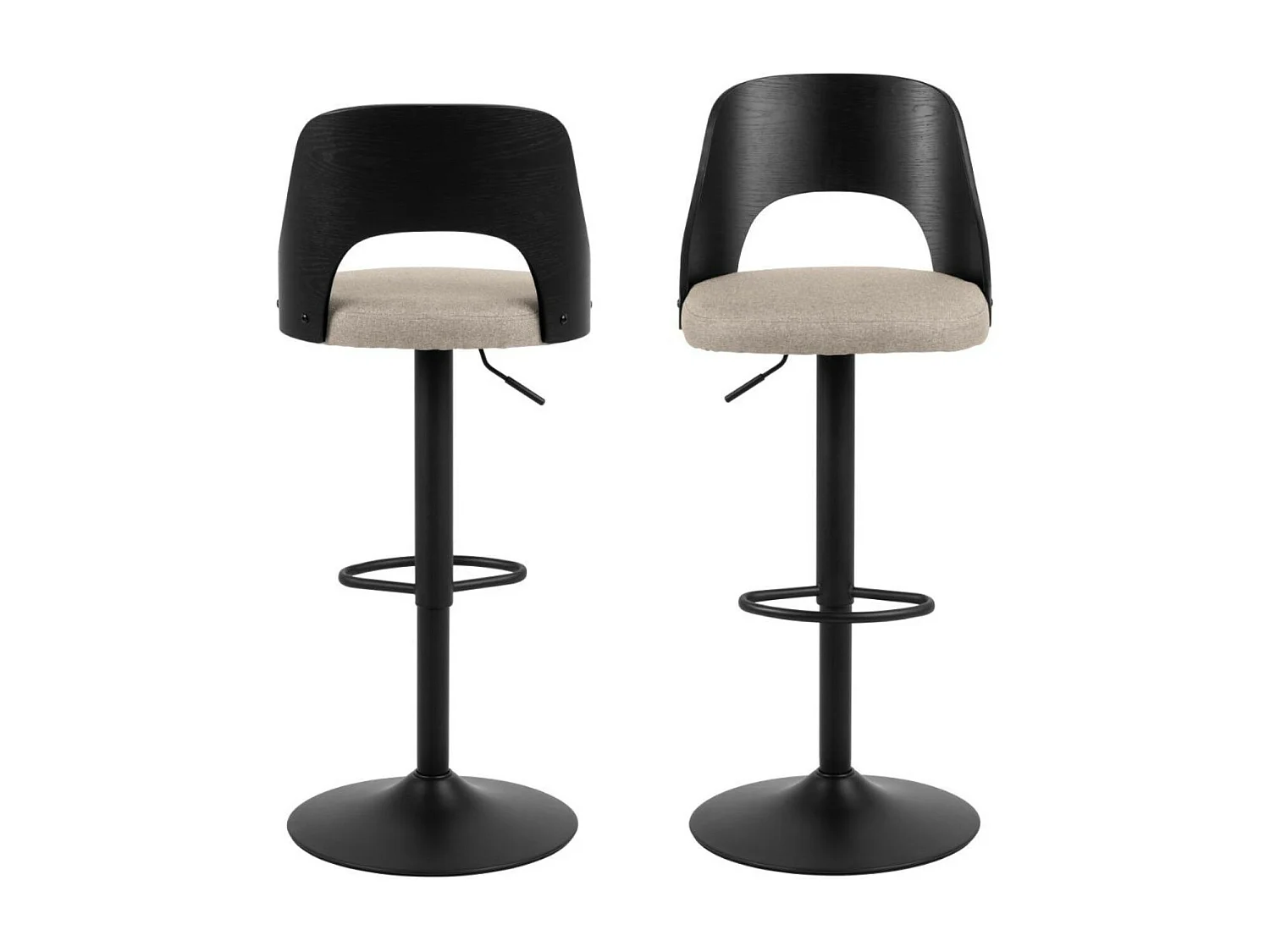Tabourets de bar piétement métal noir assise tissu (lot de 2) - LUCKI