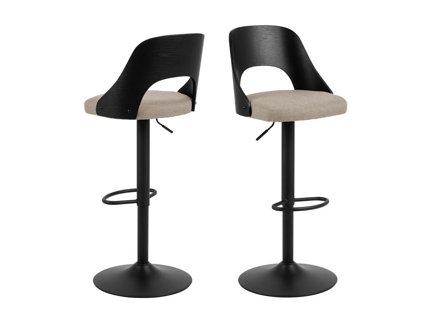 Tabourets de bar piétement métal noir assise tissu (lot de 2) - LUCKI