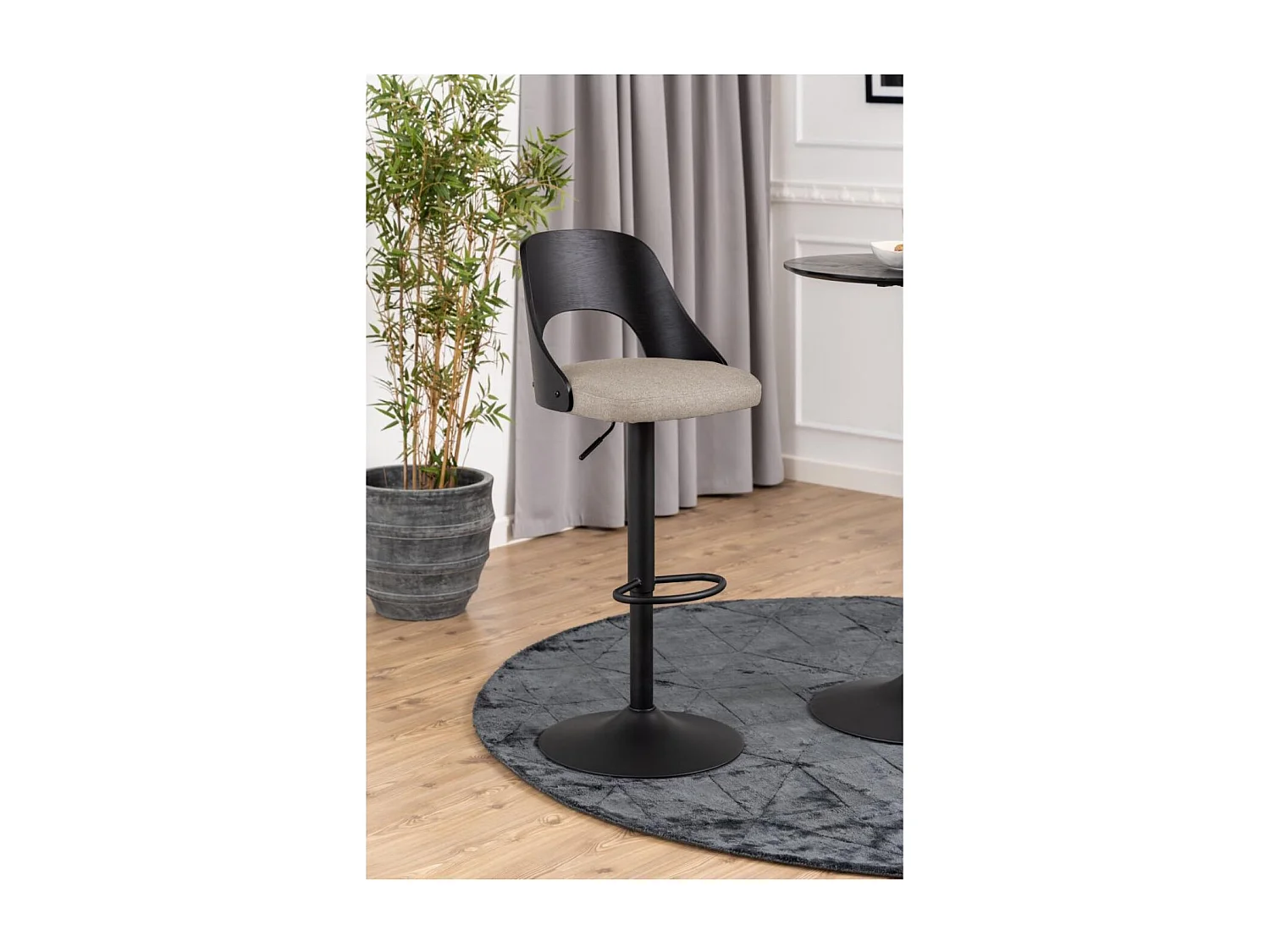 Tabourets de bar piétement métal noir assise tissu (lot de 2) - LUCKI