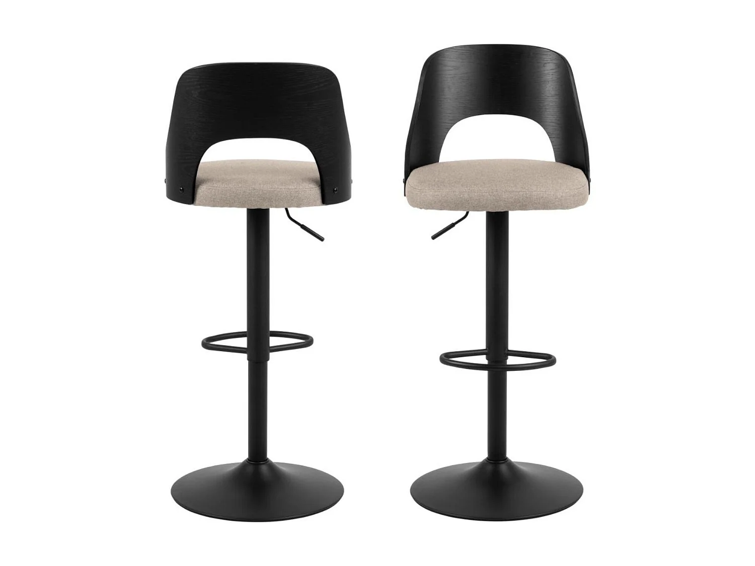 Tabourets de bar piétement métal noir assise tissu (lot de 2) - LUCKI
