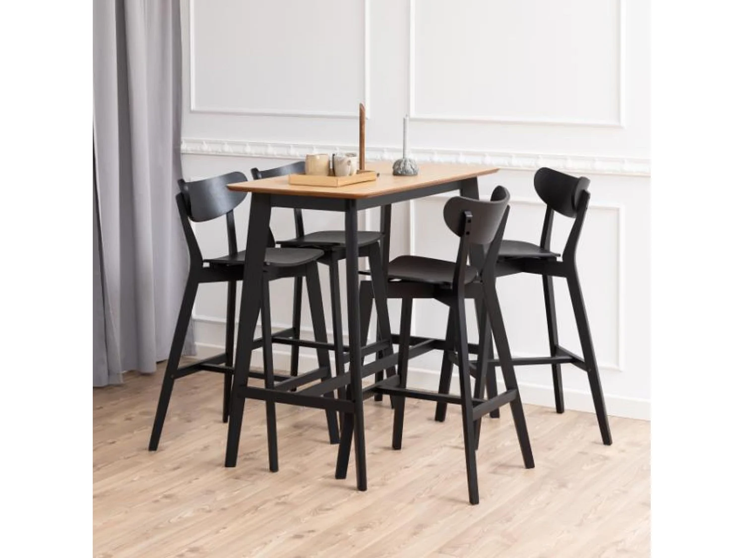 Tabourets de bar scandinaves en bois (lot de 2) - LETA
