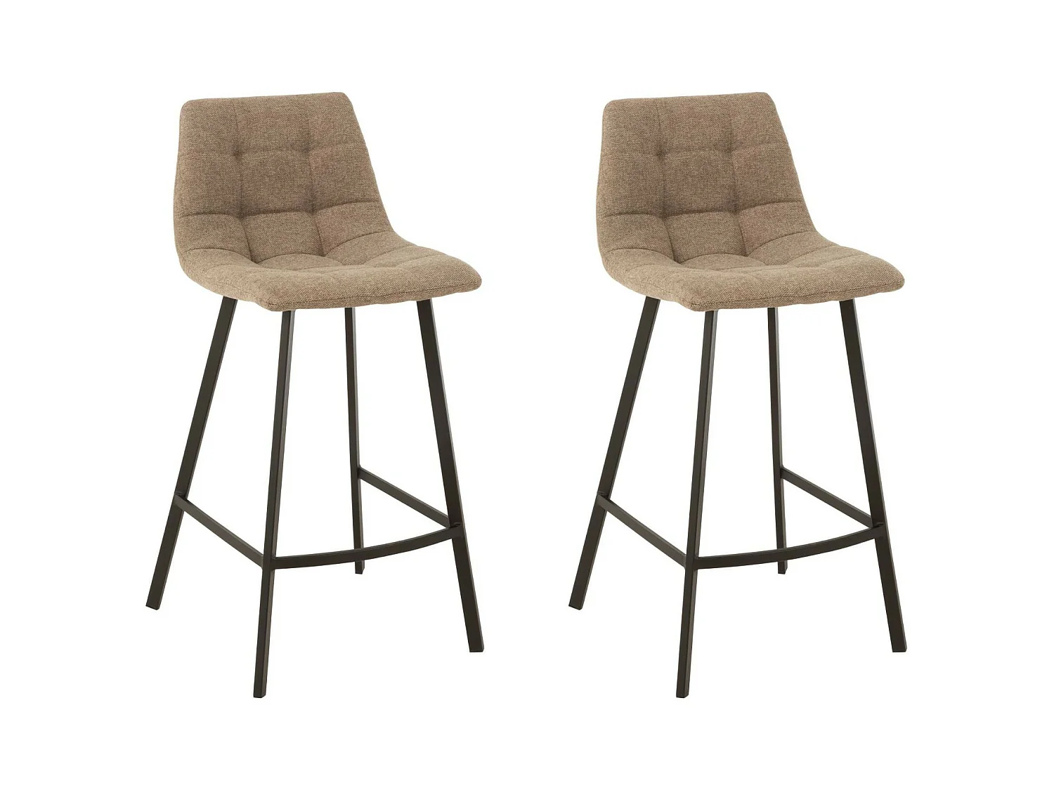 Chaise de bar en tissu et en métal noir (lot de 2) - OLIVIA