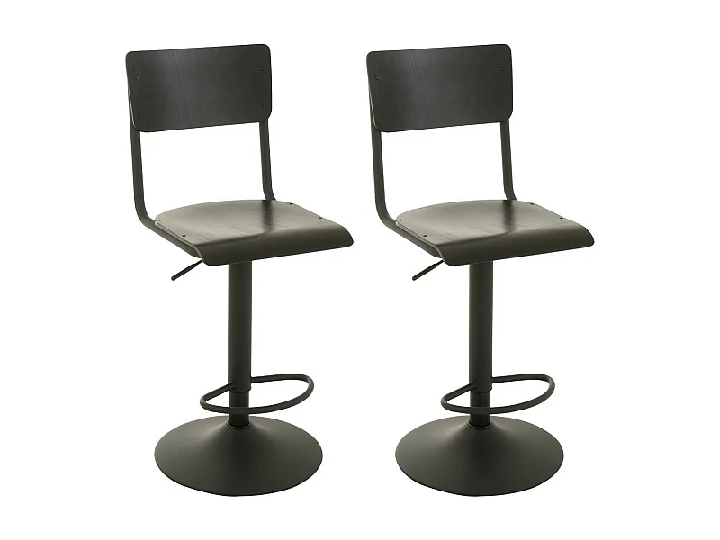 Chaises de bar écolier en bois et en métal (lot de 2) - NICOLAS