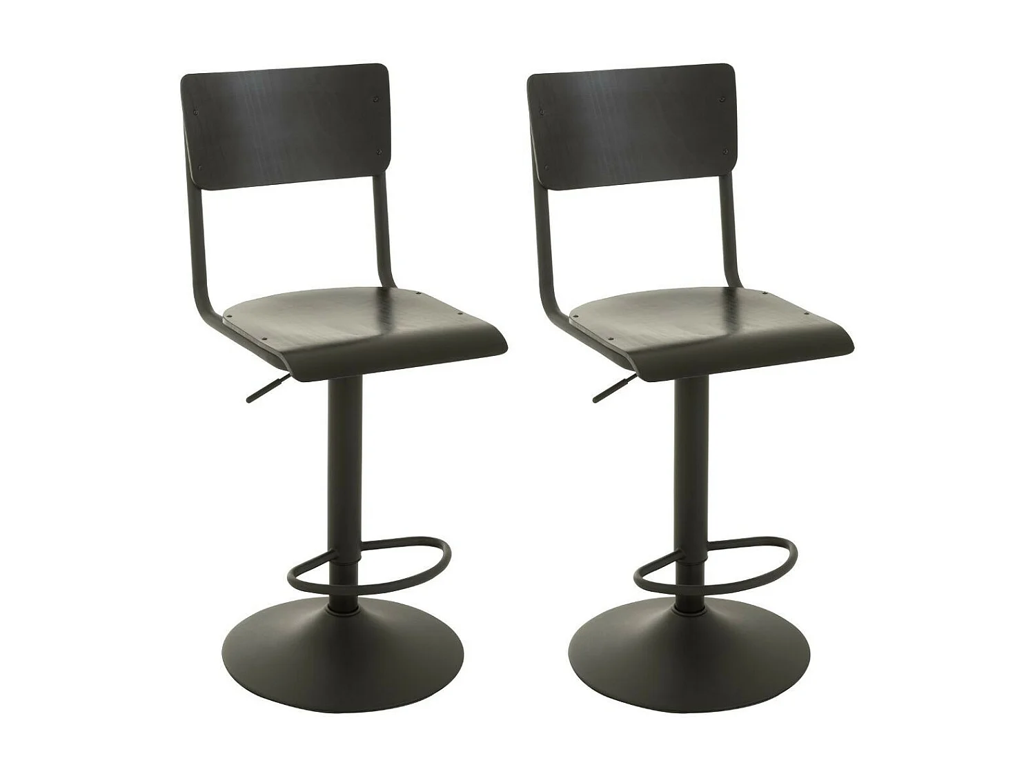 Chaises de bar écolier en bois et en métal (lot de 2) - NICOLAS