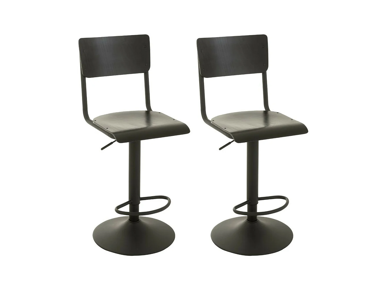 Chaises de bar écolier en bois et en métal (lot de 2) - NICOLAS