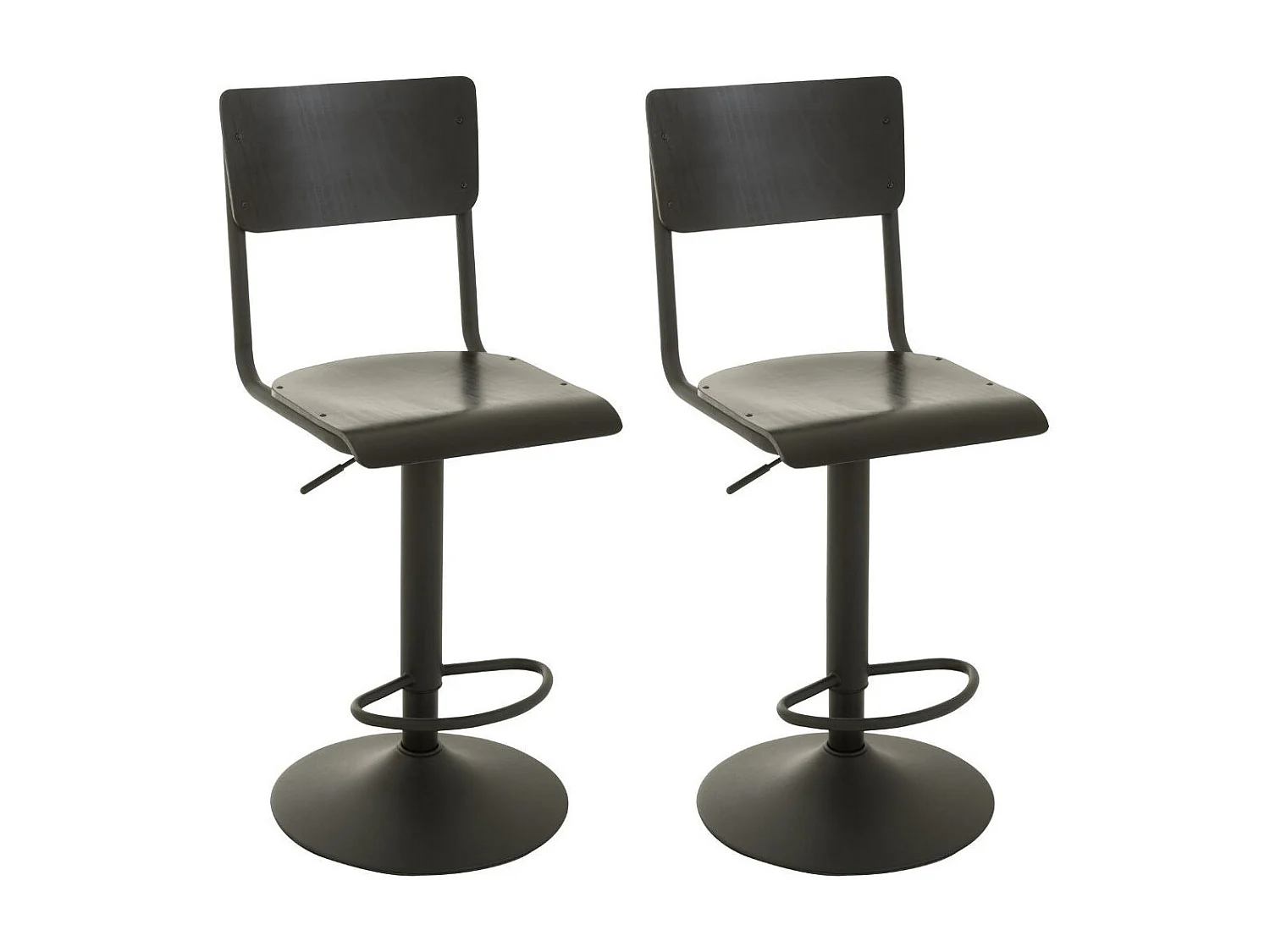 Chaises de bar écolier en bois et en métal (lot de 2) - NICOLAS