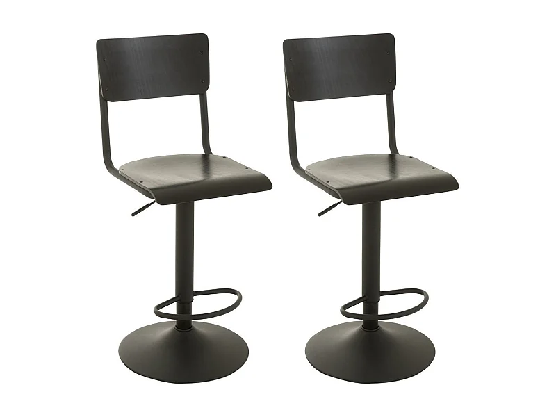 Chaises de bar écolier en bois et en métal (lot de 2) - NICOLAS