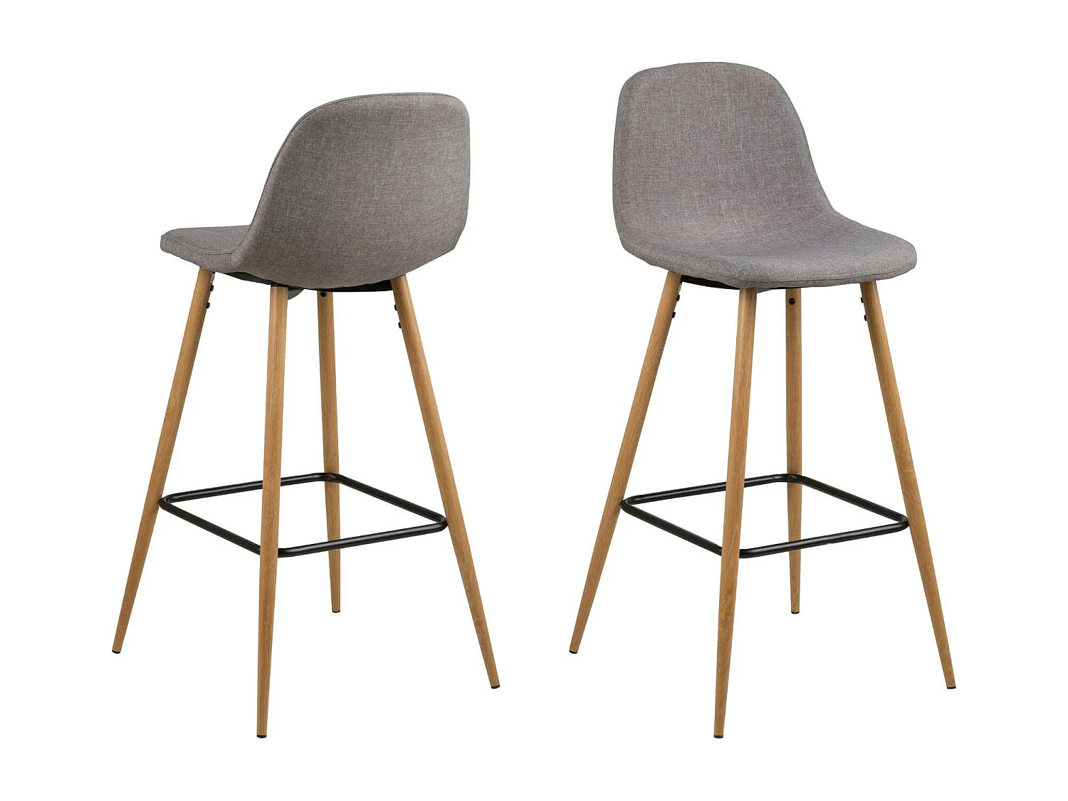 Tabourets de bar en tissu piétement en bois (lot de 2) - WILLIAM