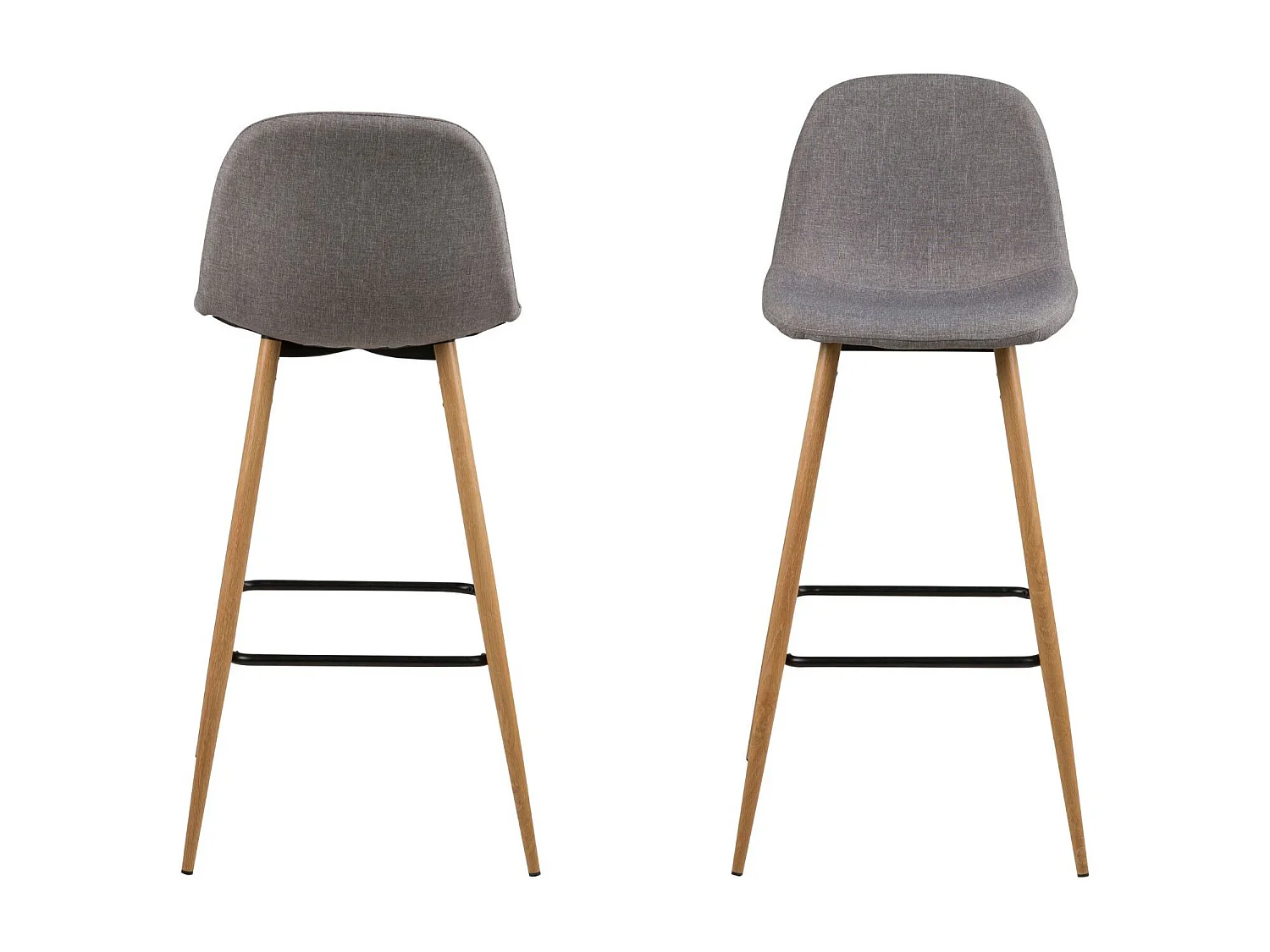 Tabourets de bar en tissu piétement en bois (lot de 2) - WILLIAM